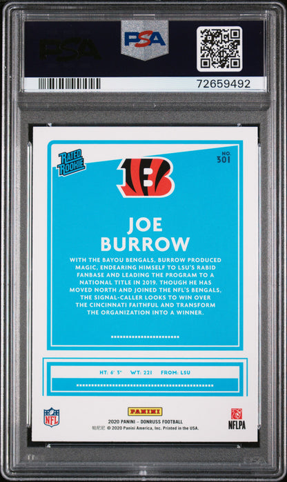 2020 Panini Donruss #301 Joe Burrow PSA 10