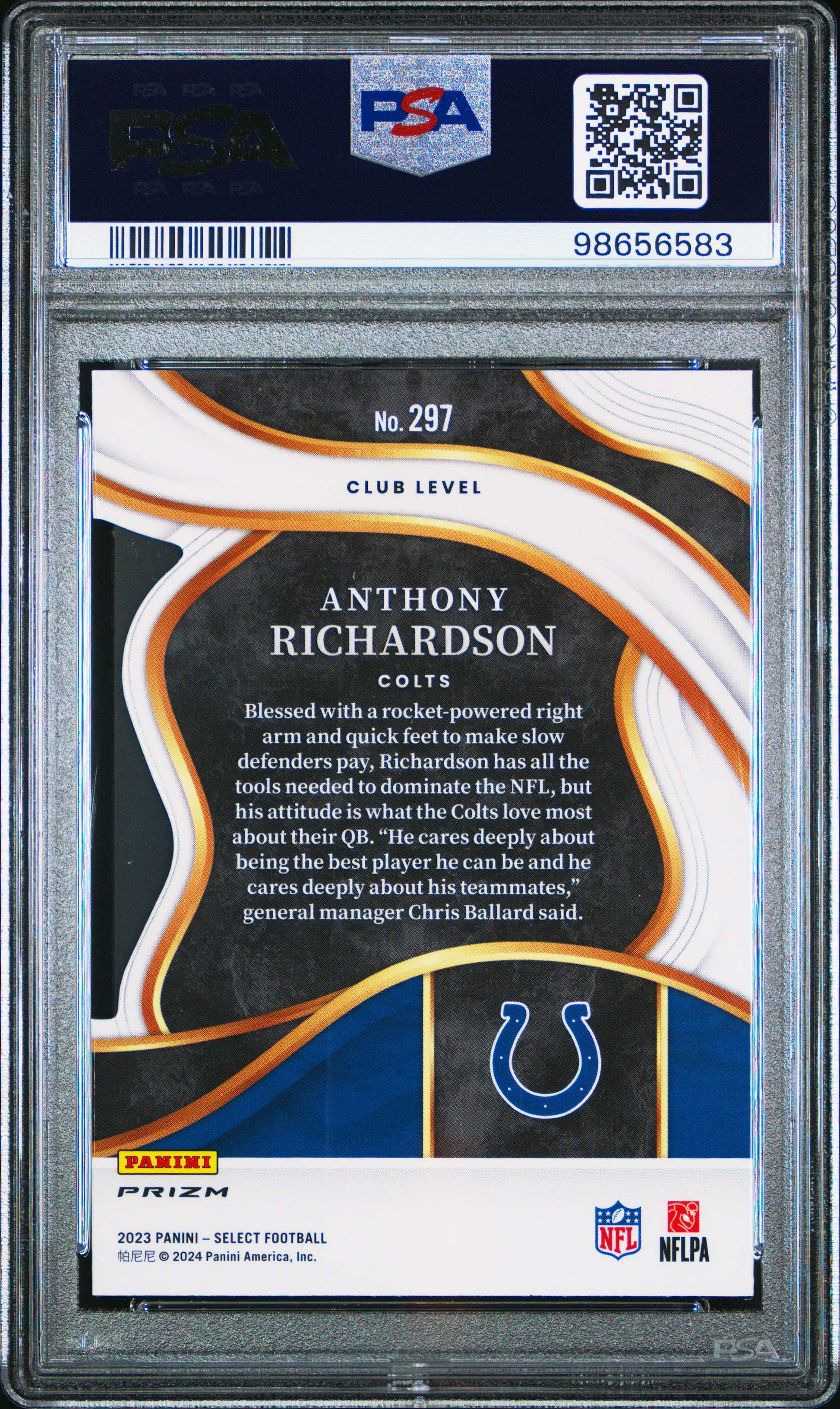 2023 Panini Select #297 Anthony Richardson Die-Cut Silver Prizm PSA 10