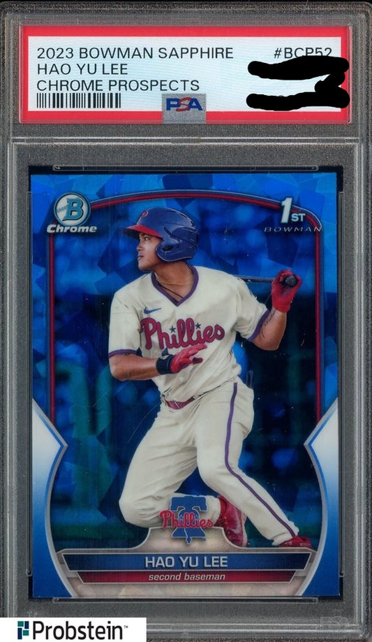 2023 BOWMAN SAPPHIRE EDITION CHROME PROSPECTS #BCP52 HAO YU LEE CHROME PROSPECTS psa 8