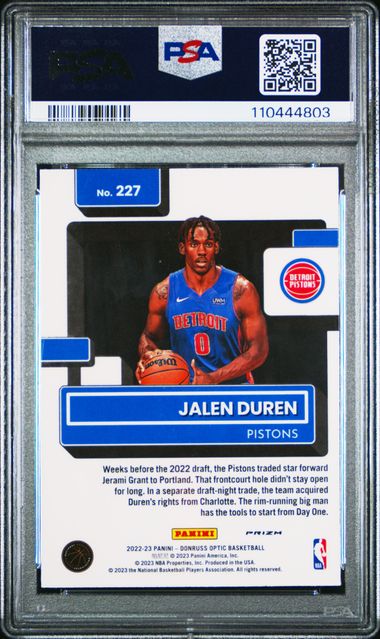 2022 PANINI DONRUSS OPTIC #227 JALEN DUREN PURPLE