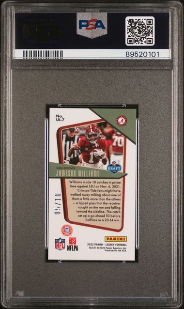 2022 PANINI LEGACY UNDER THE LIGHTS #UL7 JAMESON WILLIAMS U/L-PRM.ED-MINI-YLW.DMD.