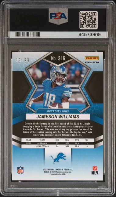 2022 PANINI MOSAIC #316 JAMESON WILLIAMS BLUE MOSAIC