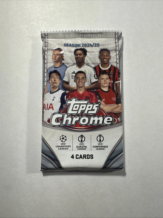 2024/25 Topps UEFA Club Competitions Chrome Soccer Factory Sealed Pack