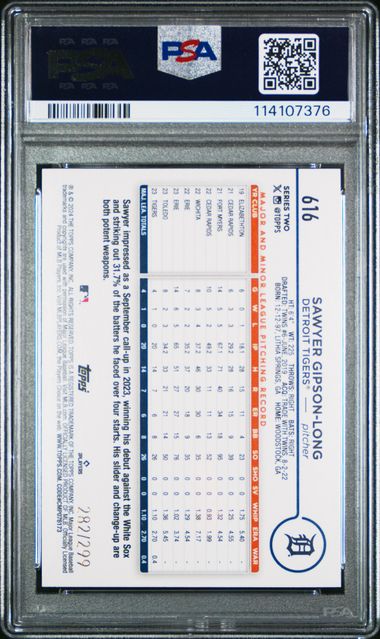 2024 TOPPS #616 SAWYER GIPSON-LONG ORANGE CRACKLE FOIL BOARD