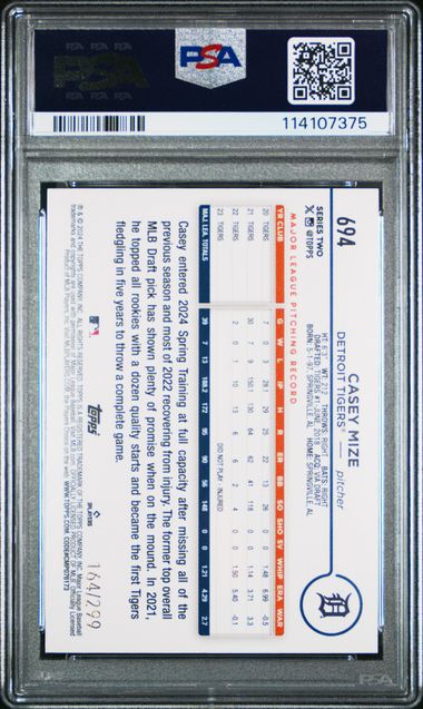 2024 TOPPS #694 CASEY MIZE ORANGE CRACKLE FOIL BOARD