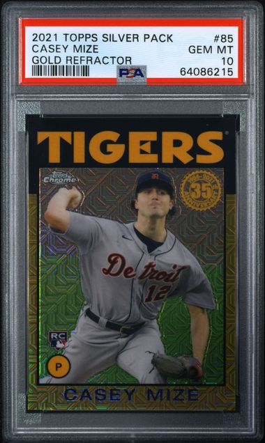 2021 TOPPS SILVER PACK 1986 CHROME PROMO #85 CASEY MIZE GOLD REFRACTOR