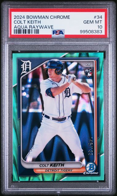 2024 BOWMAN CHROME #34 COLT KEITH AQUA RAYWAVE
