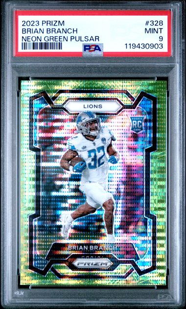 2023 PANINI PRIZM #328 BRIAN BRANCH NEON GREEN PULSAR