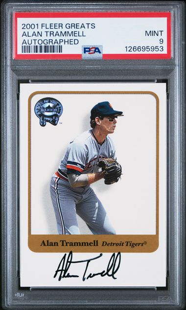 2001 FLEER GREATS ALAN TRAMMELL AUTOGRAPHED