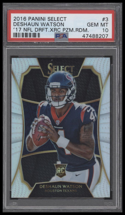 2016 Panini Select '17 Nfl Draft Xrc Prizm Rdm #3 Deshaun Watson '17 PSA 10