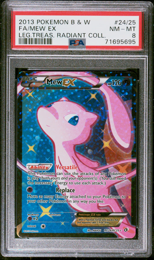 2013 Pokemon Black & White Leg. Treas. Radiant Coll #24/25 Fa/Mew Ex PSA 8