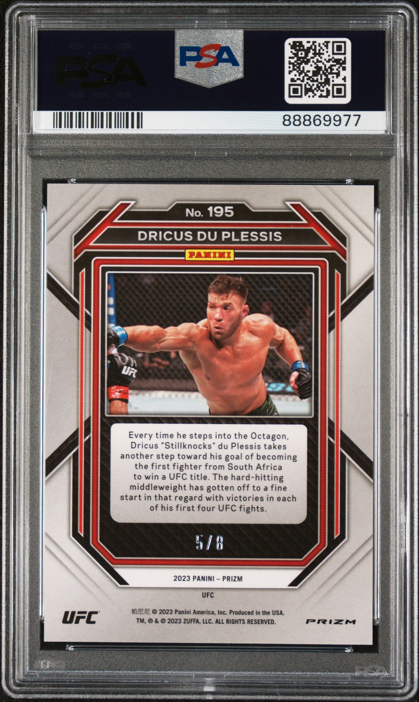 2023 Panini Prizm Ufc #195 Dricus Du Plessis Lucky Envelopes PSA 10