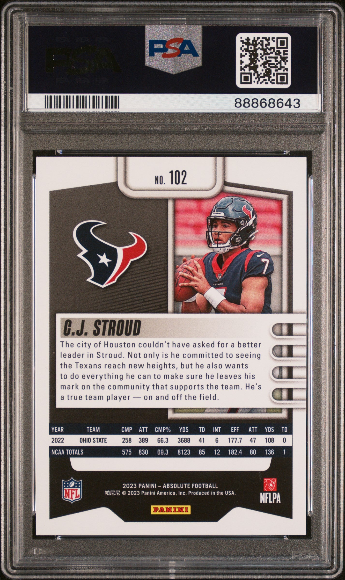 2023 Panini Absolute #102 Cj Stroud Green PSA 10