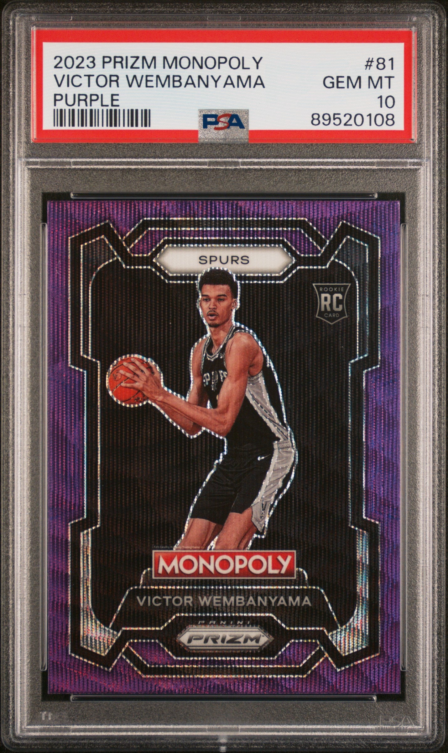 2023 Panini Prizm Monopoly #81 Victor Wembanyama Purple PSA 10