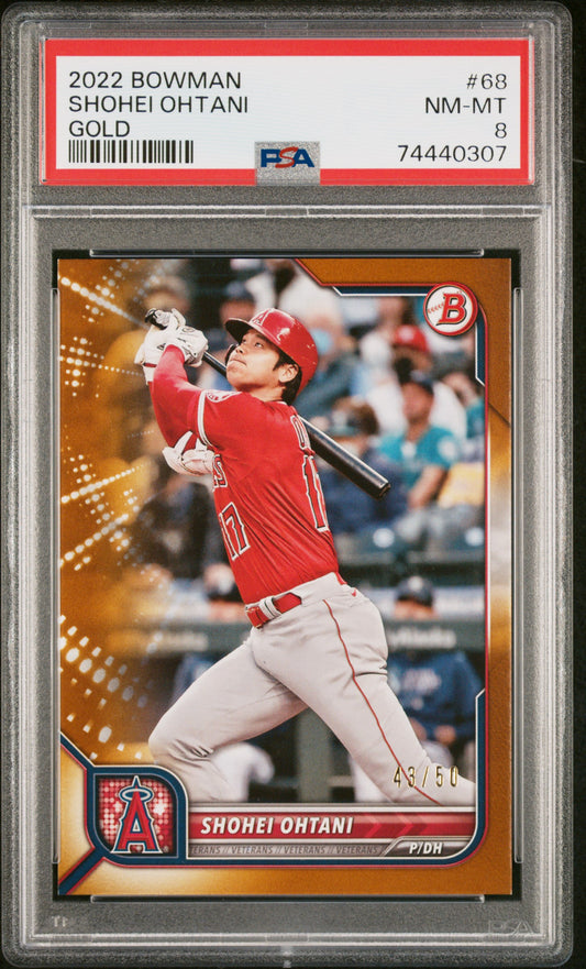 2022 Bowman #68 Shohei Ohtani Gold PSA 8