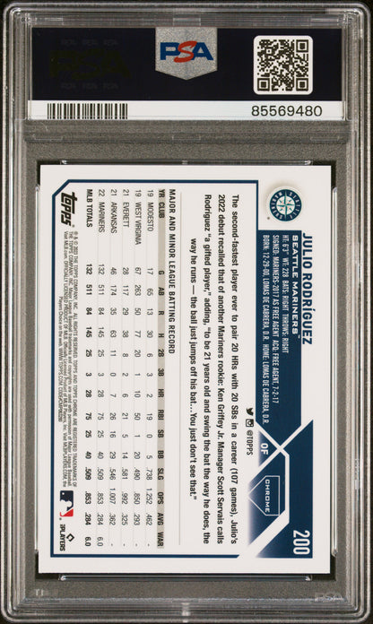 2023 Topps Chrome Logofractor Edition #200 Julio Rodriguez Blue PSA 10