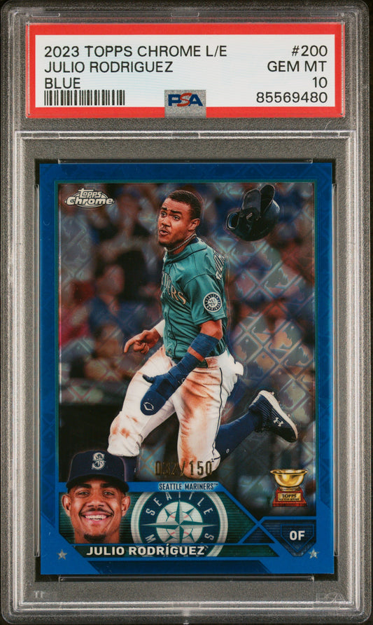 2023 Topps Chrome Logofractor Edition #200 Julio Rodriguez Blue PSA 10