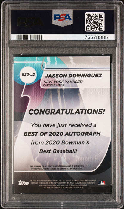 2020 Bowman'S Best Best Of 2020 Autographs Jasson Dominguez Best/2020 Ref PSA 9