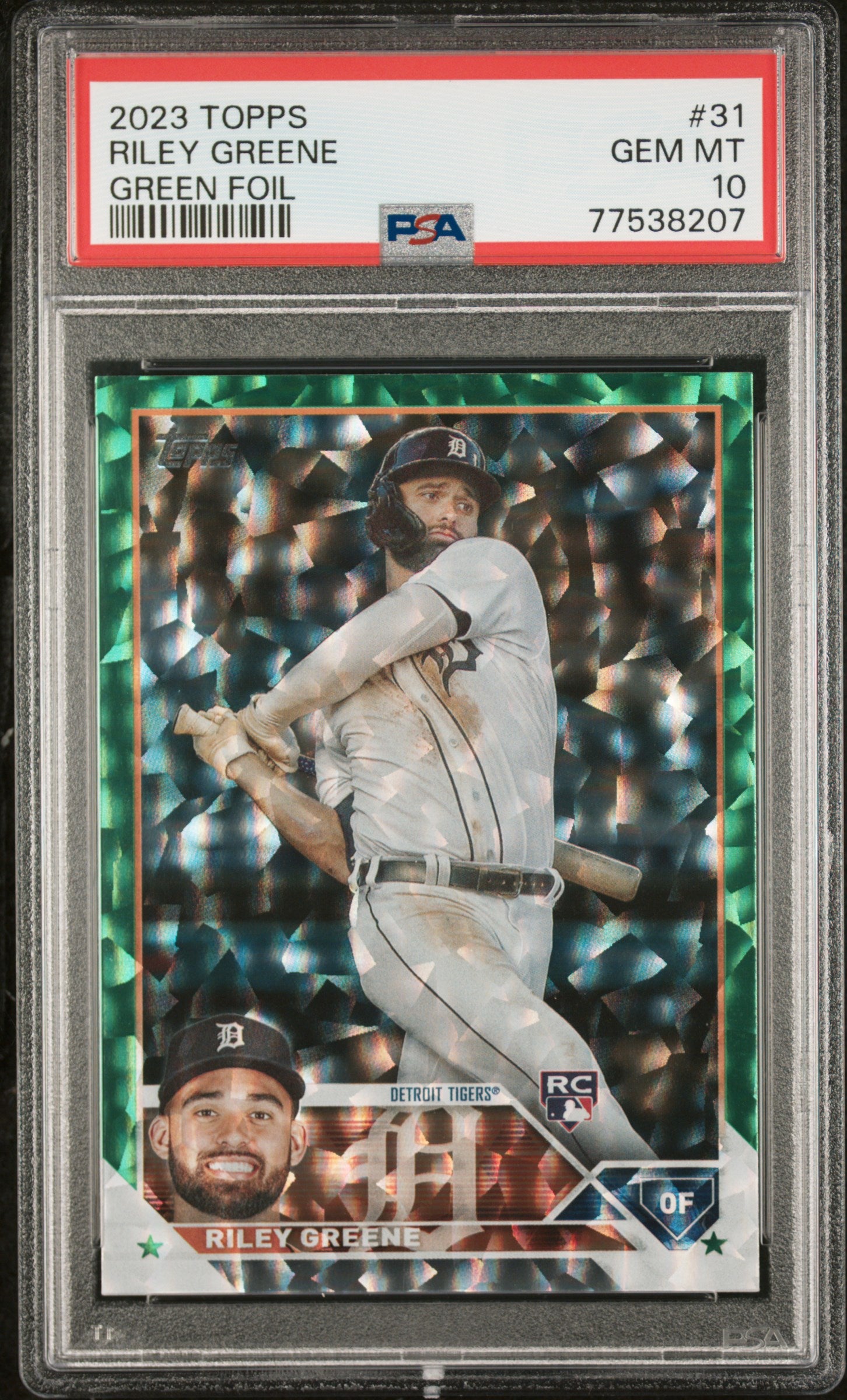 2023 Topps #31 Riley Greene Green Foil PSA 10