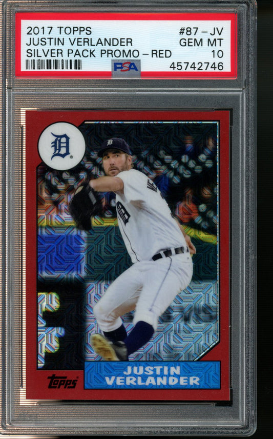 2017 Topps Silver Pack Promo #87-JV Justin Verlander Red PSA 10