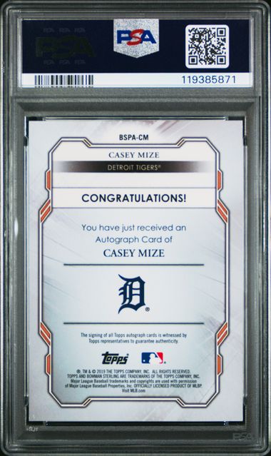 2019 BOWMAN STERLING PROSPECT AUTOGRAPHS #CM CASEY MIZE PROS.AU-WAVE REFRACTOR
