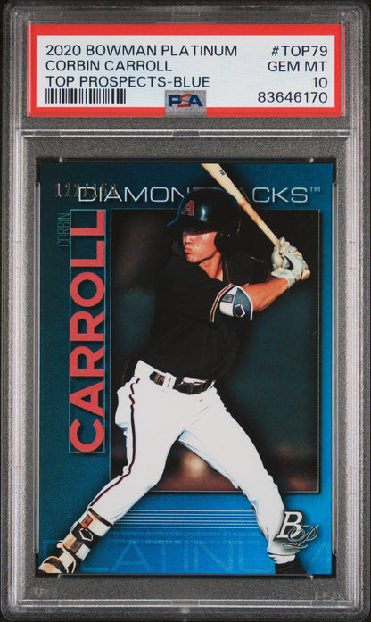 2020 Bowman Platinum Top Prospects Corbin Carroll Top Prospects-Blue PSA 10