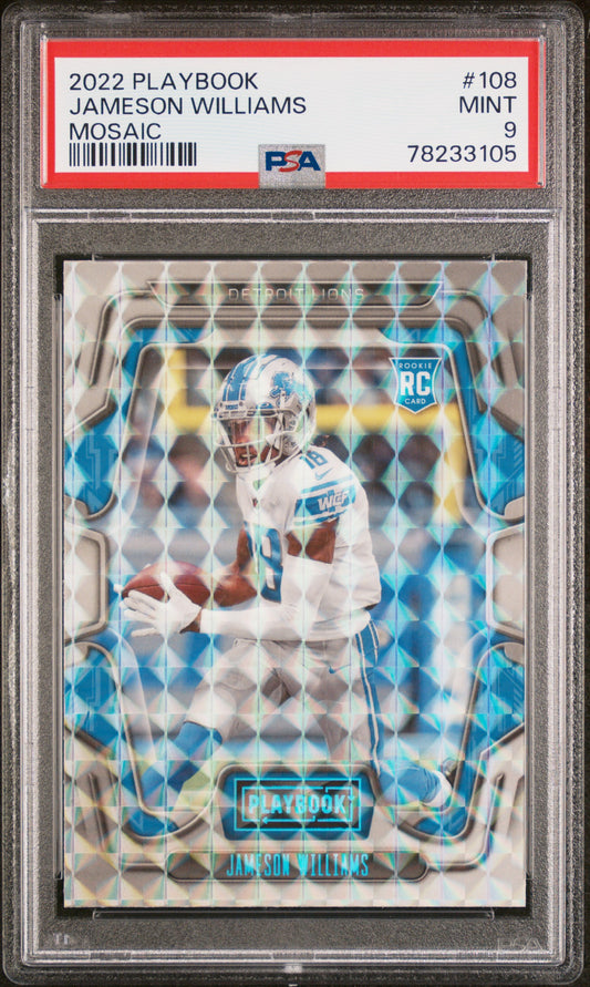 2022 Panini Playbook #108 Jameson Williams Mosaic PSA 9