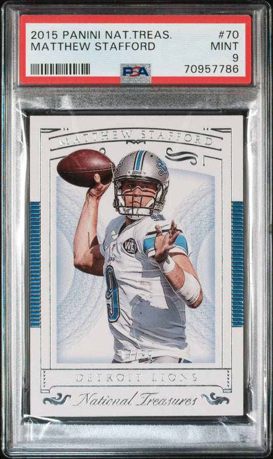 2015 Panini National Treasures #70 Matthew Stafford PSA 9