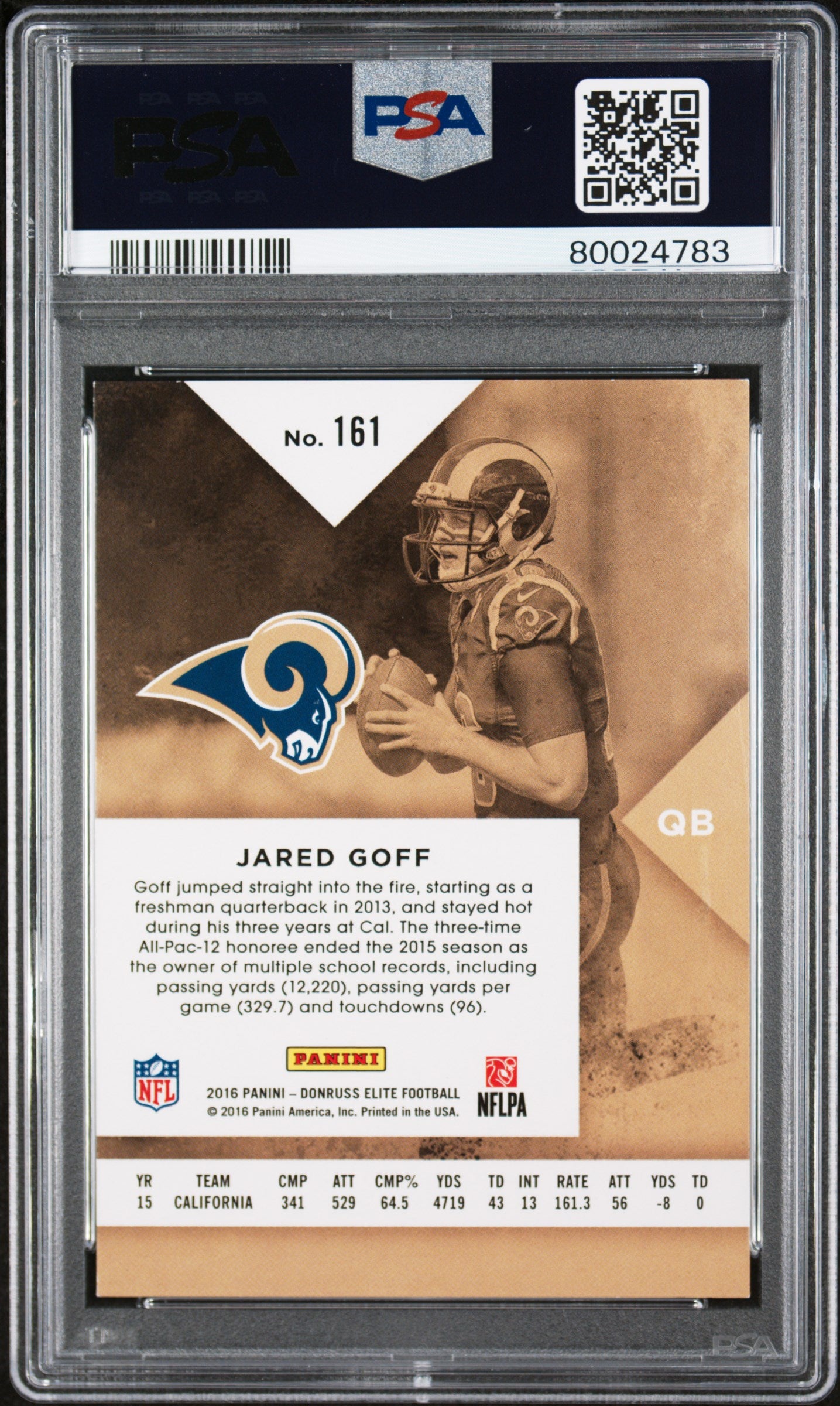 2016 Panini Donruss Elite #161 Jared Goff Red PSA 9