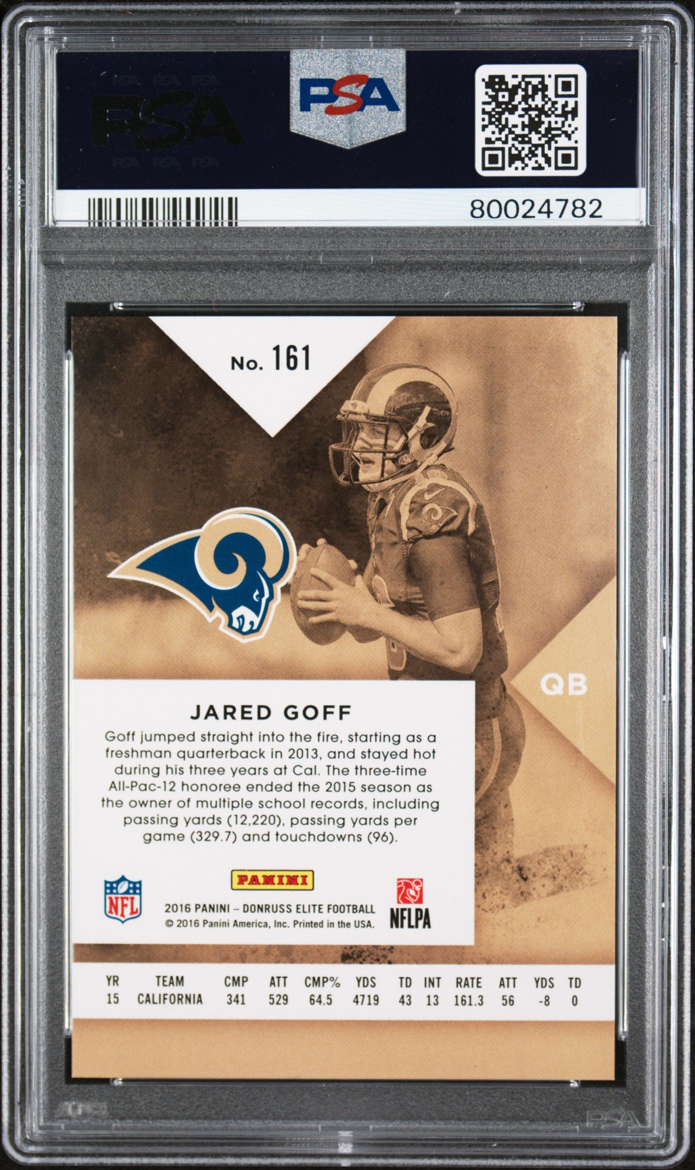 2016 Panini Donruss Elite #161 Jared Goff Black PSA 10