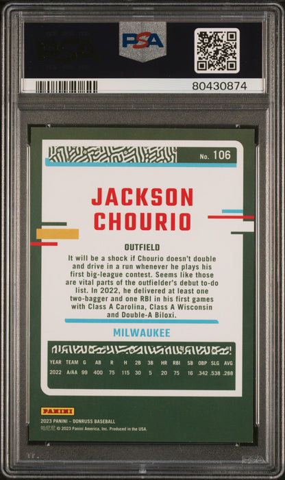 2023 Panini Donruss #106 Jackson Chourio One Hundred PSA 9