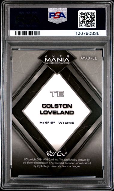 2024 WILD CARD AUTO MANIA AMERICAN FOOTBALL CLEARVIEW NATIONAL EXCLUSIVES #CL COLSTON LOVELAND DMD-MOJO-PAINTED EAGLE 2 1/1