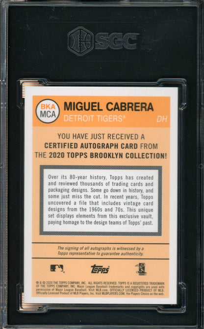 2020 Topps BKLYN. Col Miguel Cabrera Auto SGC 10