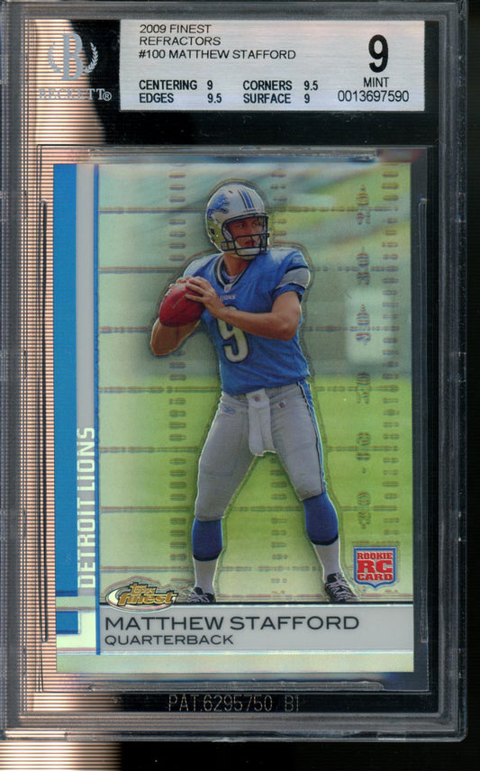 2009 Finest #100 Matthew Stafford Blue Refractors BGS 9