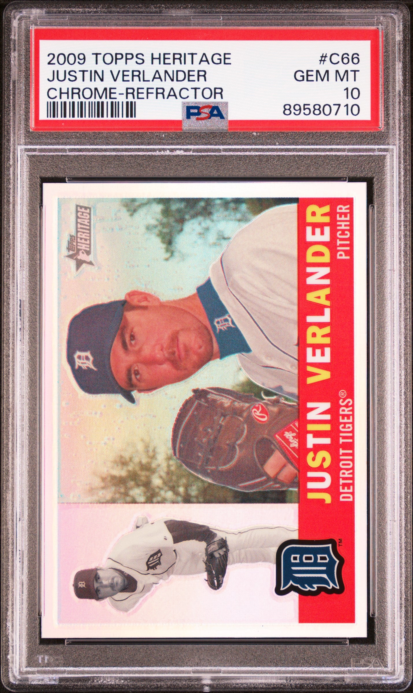 2009 Topps Heritage Chrome #C66 Justin Verlander Chrome-Refractor PSA 10