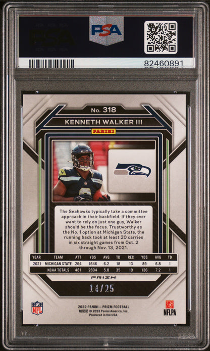 2022 Panini Prizm #318 Kenneth Walker Iii Navy Camo PSA 9