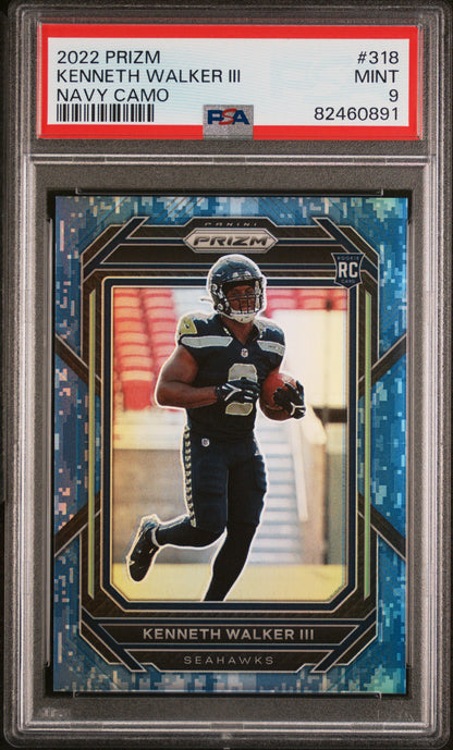 2022 Panini Prizm #318 Kenneth Walker Iii Navy Camo PSA 9