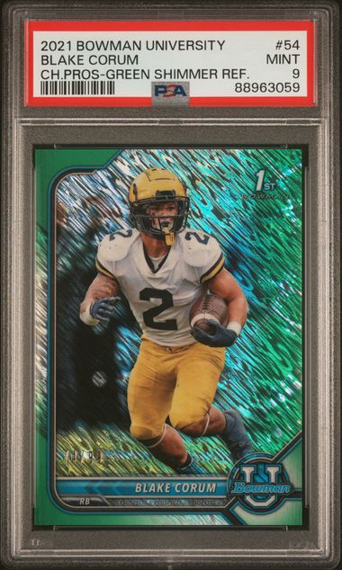 2021 BOWMAN UNIVERSITY CHROME PROSPECTS #54 BLAKE CORUM CH.PROS-GREEN SHIMMER REF.