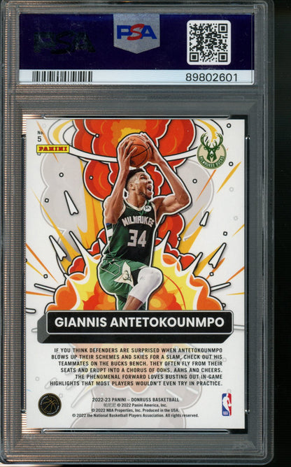 2022 Panini Donruss Bomb Squad #5 Giannis Antetokounmpo-Hl Purple PSA 10