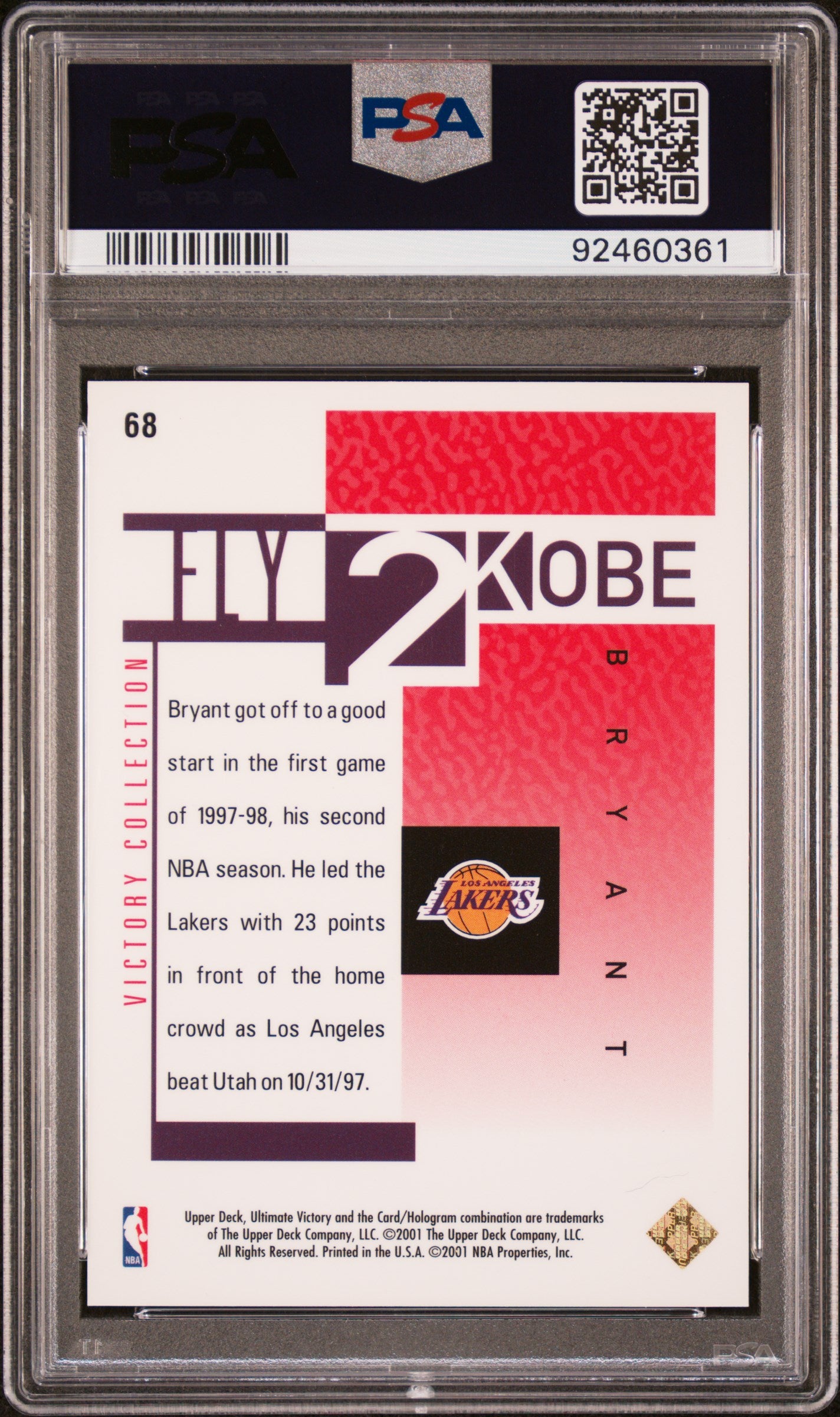 2000 Ultimate Victory #68 Kobe Bryant Victory Collection PSA 8