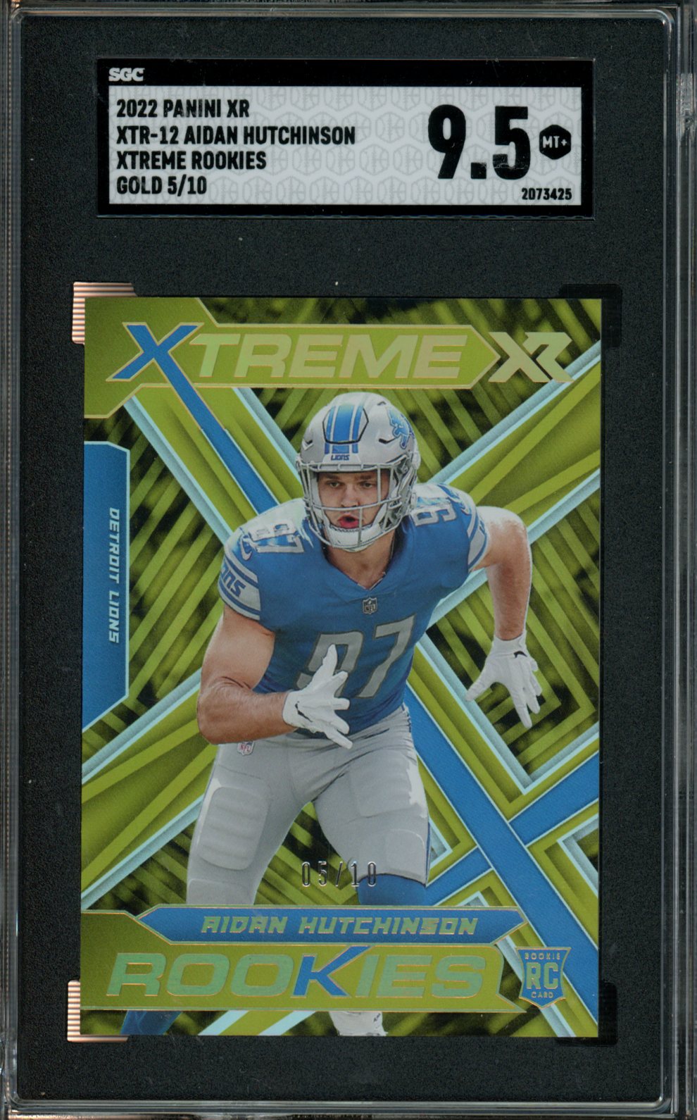 2022 Panini XR XTR-12 Aidan Hutchinson Xtreme Rookies Gold 5/10 PSA 9.5