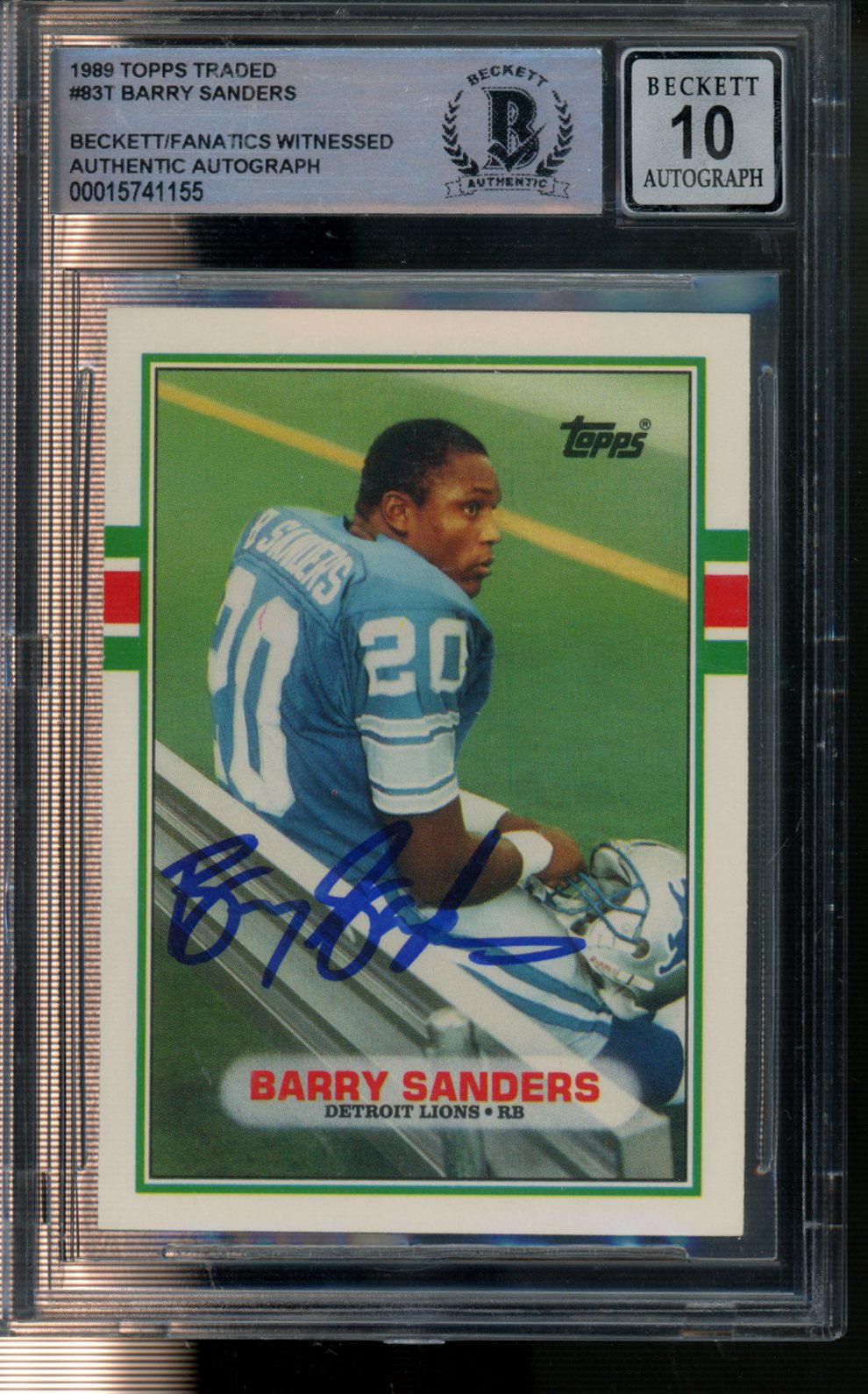 2001 Topps Archives #AA-BS Barry Sanders Rookie Reprint Autographs BGS 10