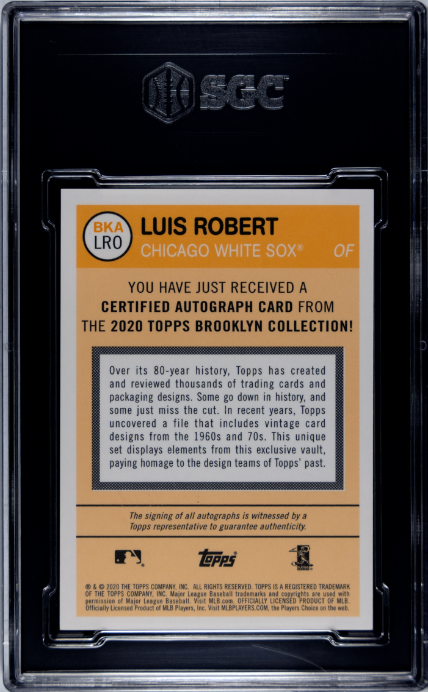 2020 Topps Brooklyn Collection #BKA-LRO Luis Robert Auto. Gold SGC 9.5