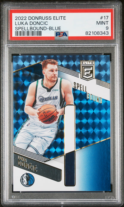 2022 Panini Donruss Elite Spellbound #17 Luka Doncic Spellbound-Blue PSA 9