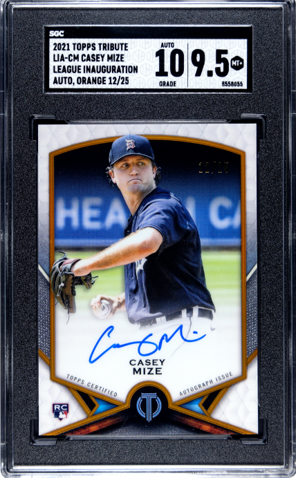 2021 Topps Tribute #LIA-CM Casey Mize League Inauguration Auto. Orange SGC 9.5