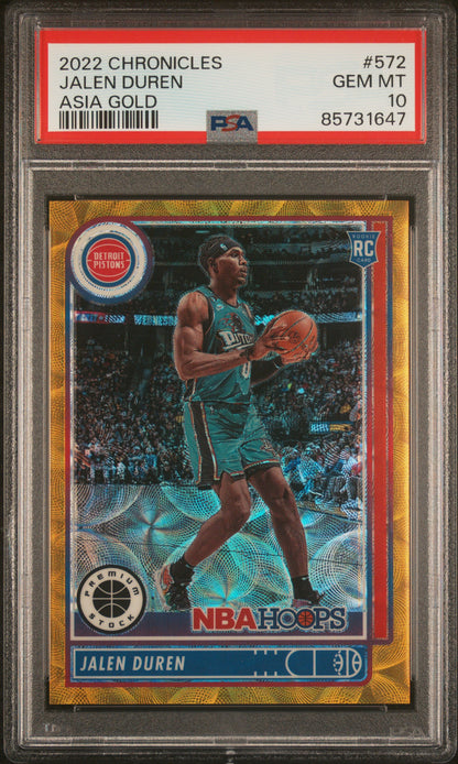 2022 Panini Chronicles #572 Jalen Duren Asia Gold PSA 10