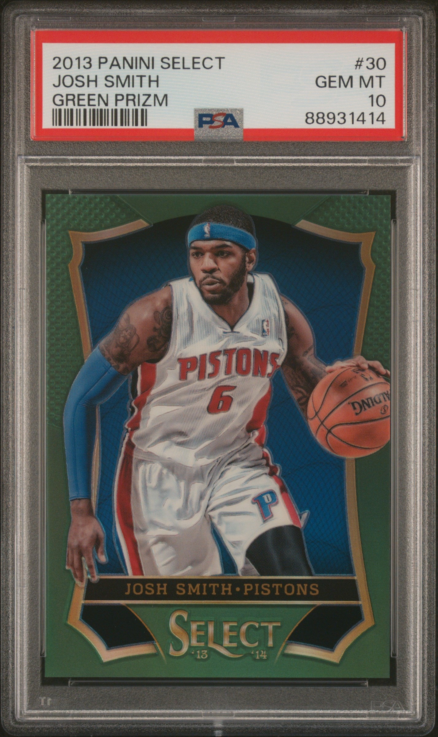 2013 Panini Select #30 Josh Smith Green Prizm PSA 10