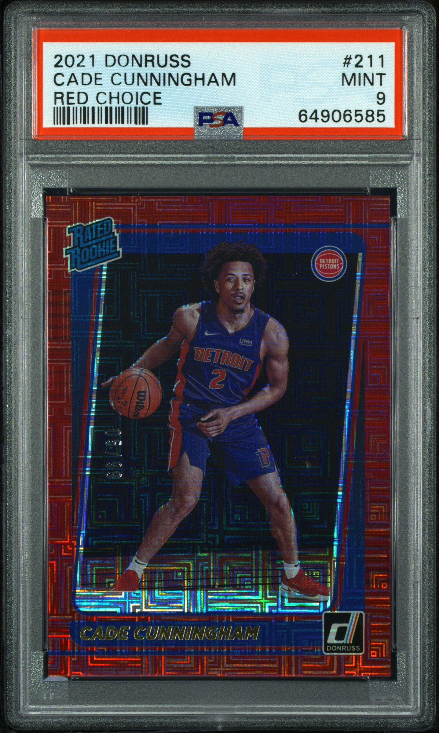 2021 Panini Donruss #211 Cade Cunningham Red Choice PSA 9