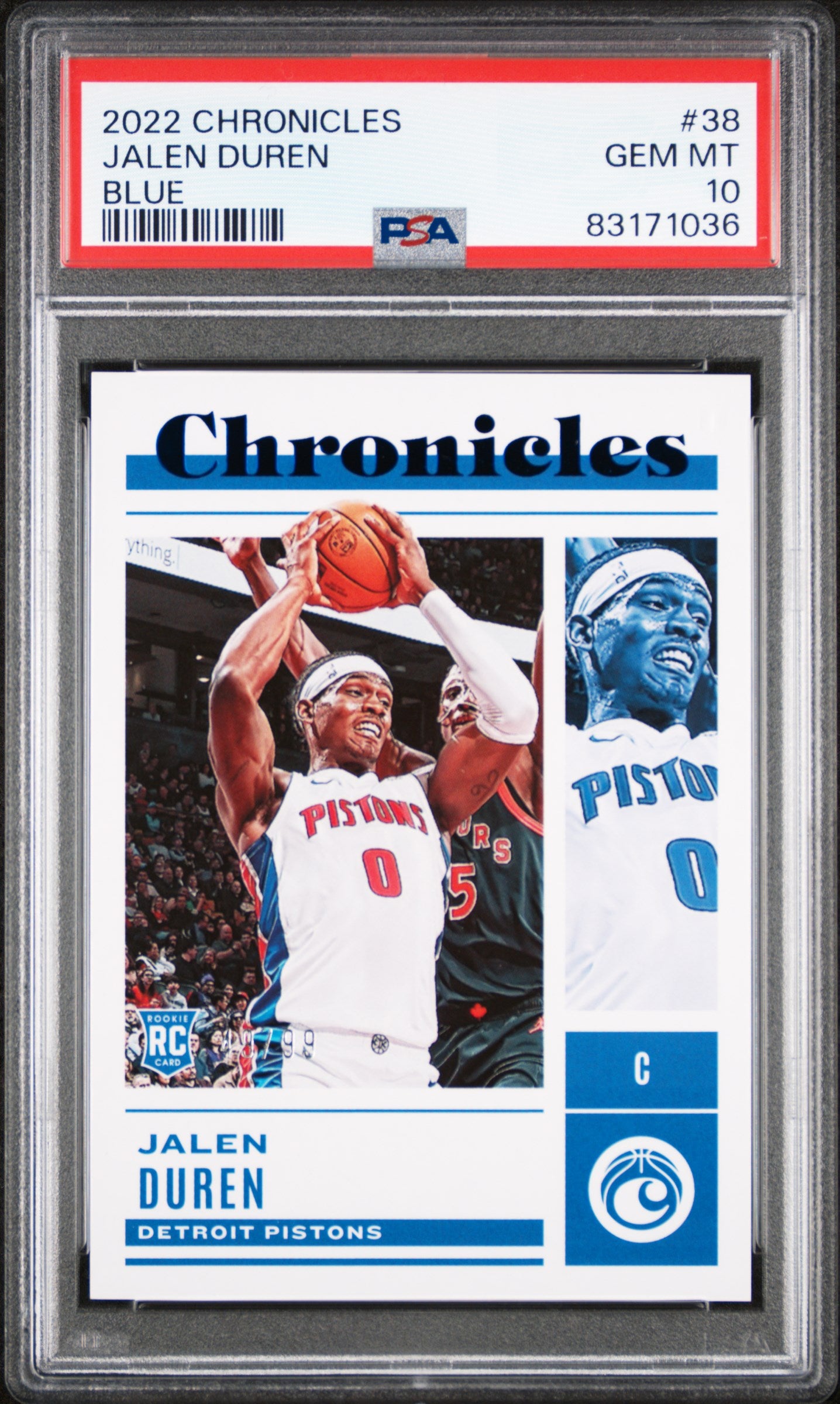 2022 Panini Chronicles #38 Jalen Duren Blue PSA 10