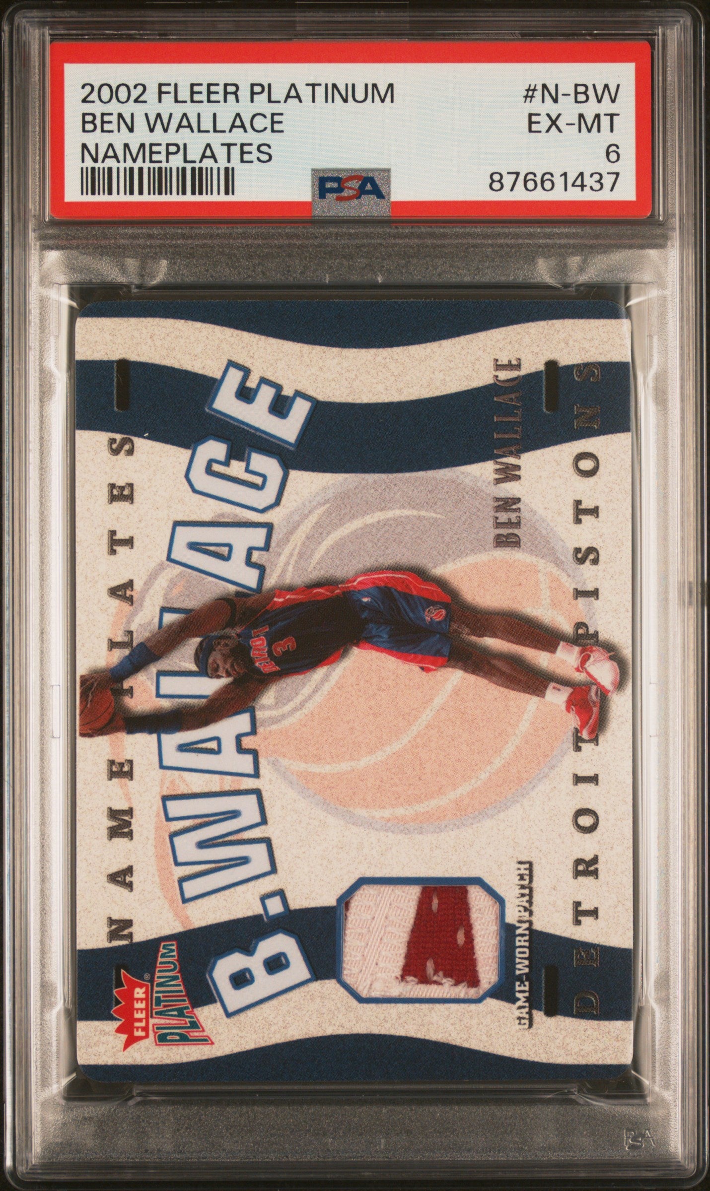 2002 Fleer Platinum Nameplates #N-BW Ben Wallace Nameplates PSA 6